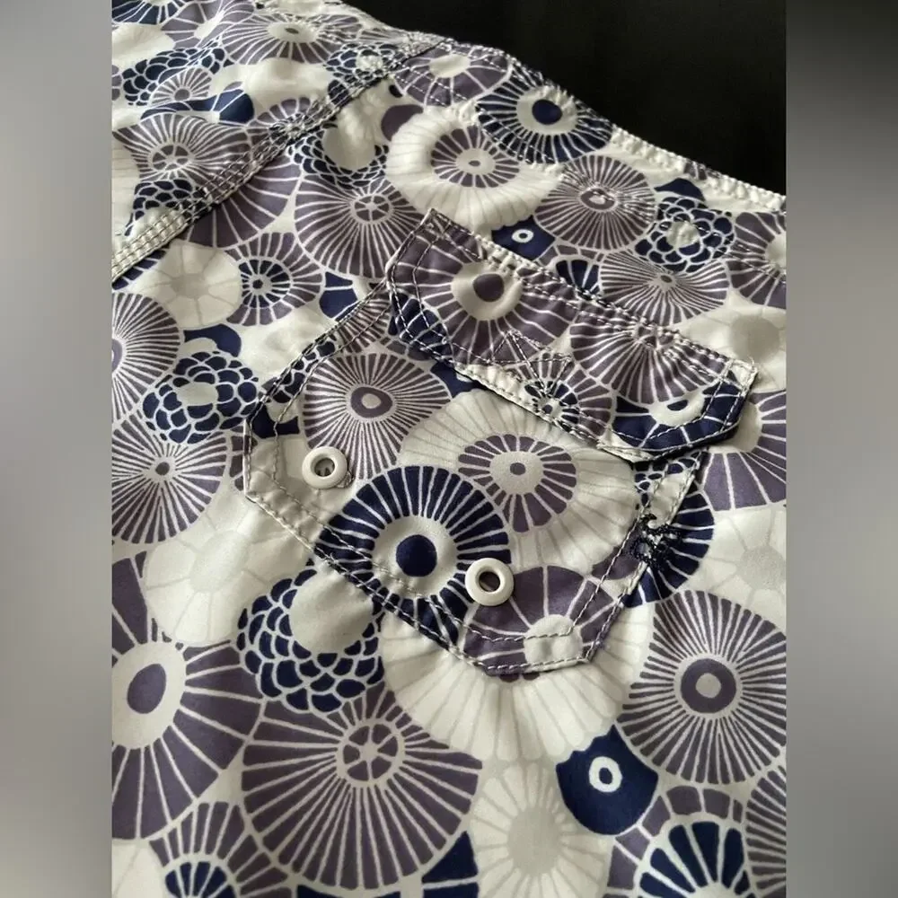 REYN SPOONER Japanese Umbrella Design 19” Swim Shorts sz 38 | Purple/Blue/White
